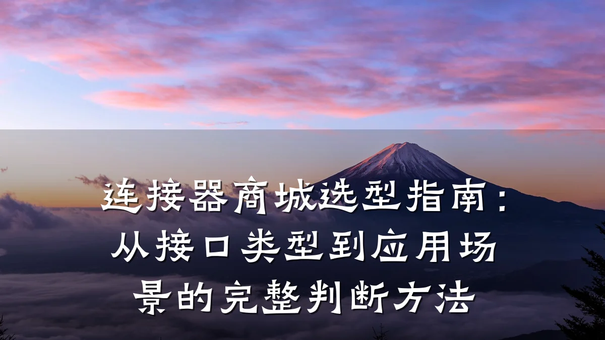 连接器商城选型指南:从接口类型到应用场景的完整判断方法